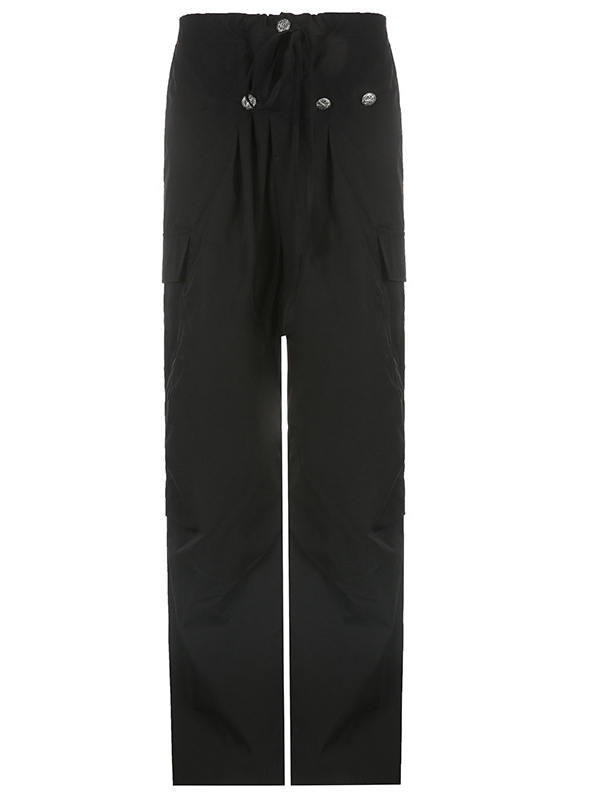 Industrial Buttoned Pockets Straight Pants