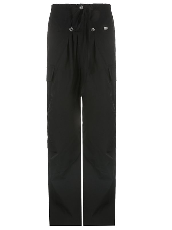 Industrial Buttoned Pockets Straight Pants