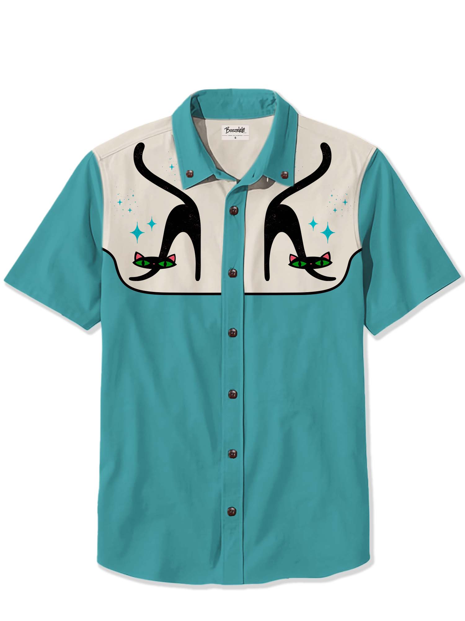 【Carrie Cantwell X Boozelele】Atomic Retro Cat Blue - 100% Cotton Shirt