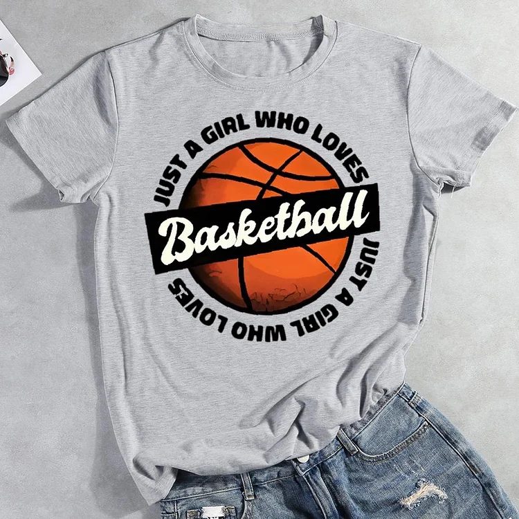 Just A Girl Who loves Basketball Round Neck T-shirt-0024626