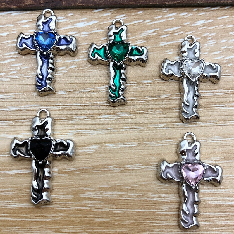 1 Set 19*28mm Alloy Cross Heart Shape Pendant