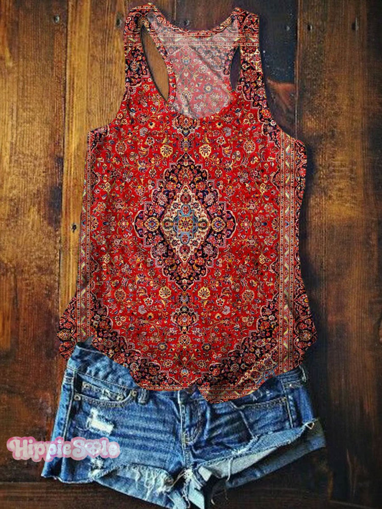 Women’s Vintage Retro Ethic Art Print Tank Top Multicolor / S