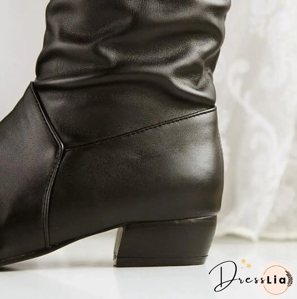 Womens Autumn & Winter Knee High Boots Warm Leather Low Heel Half Knight Fashion Ladies