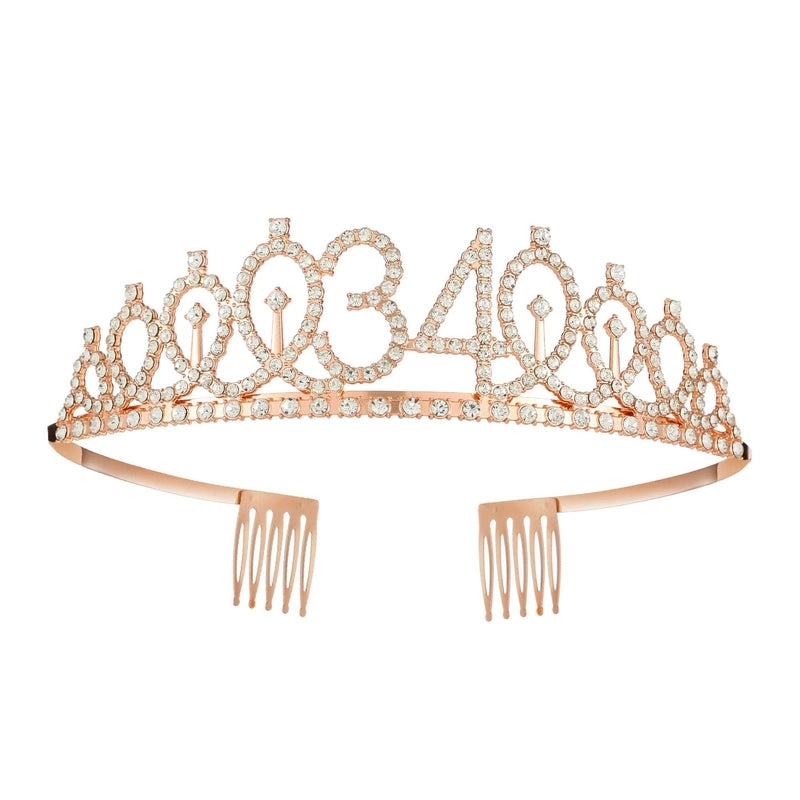 Women’s IG Style Shiny Number Crown Alloy Hollow Out Inlay Rhinestones Crown