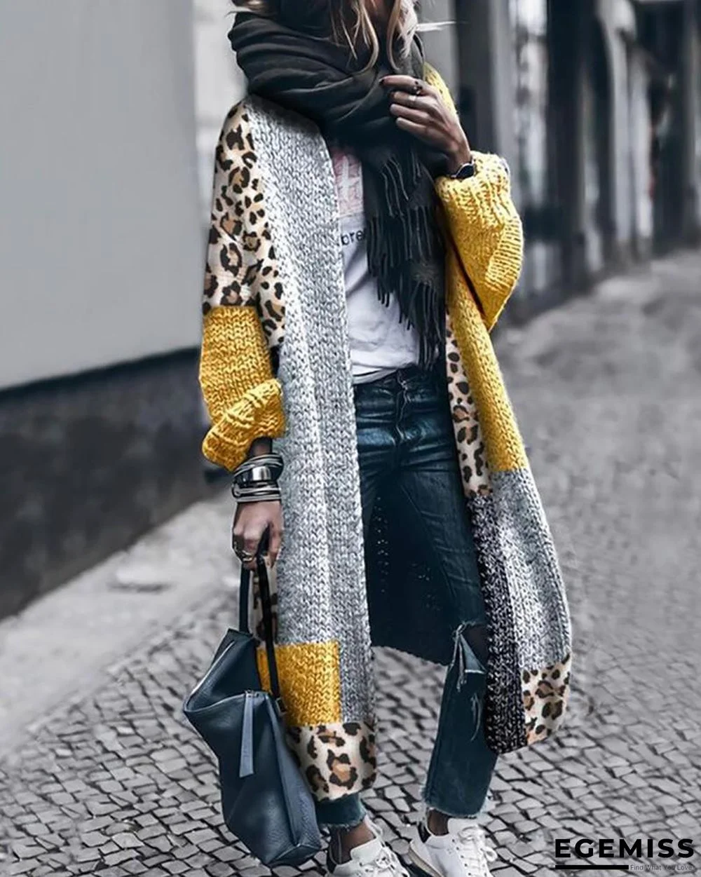 Cheetah Print Colorblock Longline Cardigan | EGEMISS