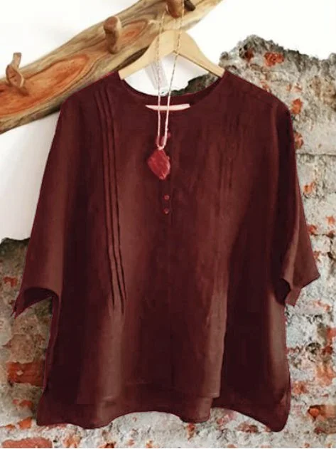 Round Neck Half Sleeve Shirts Blouses
