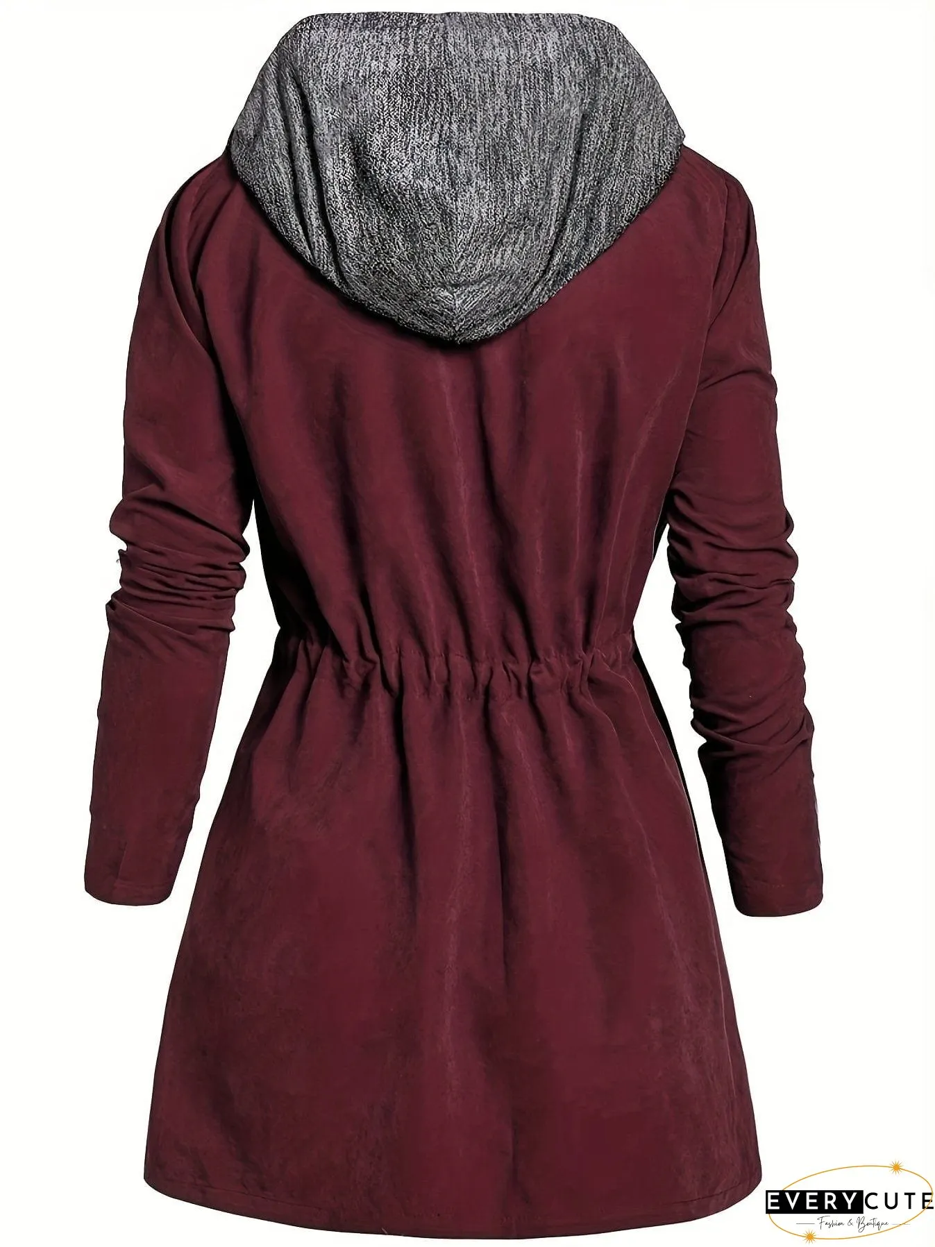 Hooded Zip-Up Coat Plus Size