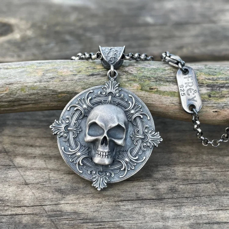 Shield Skull Medal Necklace