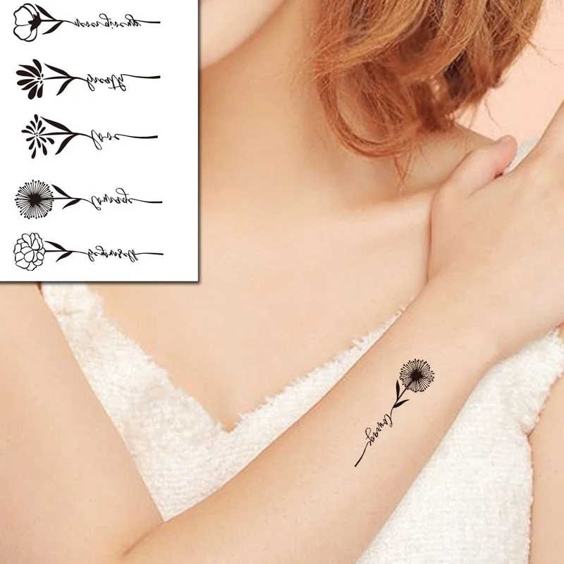 Sketch Rose Flowers Waterproof Temporary Tattoo Sticker Hand Lines Design Fake Tattoos Flash Tatoos Arm Chest Body Art for Women