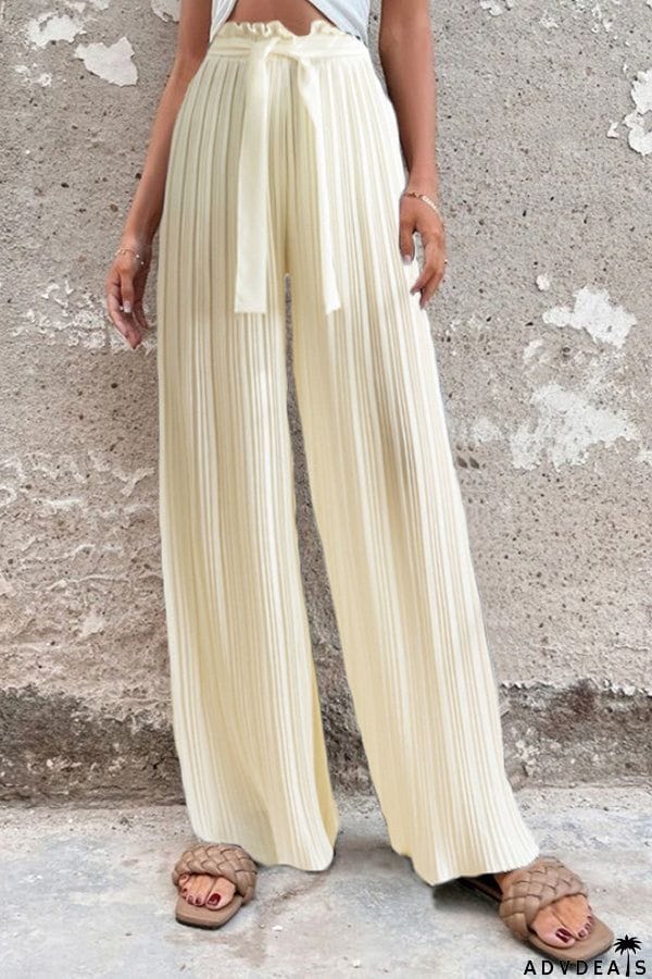 Pleated drape wide-leg pants