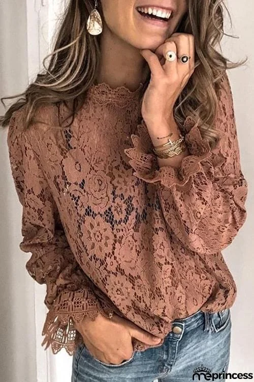 Layering Lace Puffed Sleeve Top