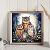 (US Only)Owl Printed Cross Stitch Kit 45x45cm DIY 11CT Thread Art Needlework Home Art
