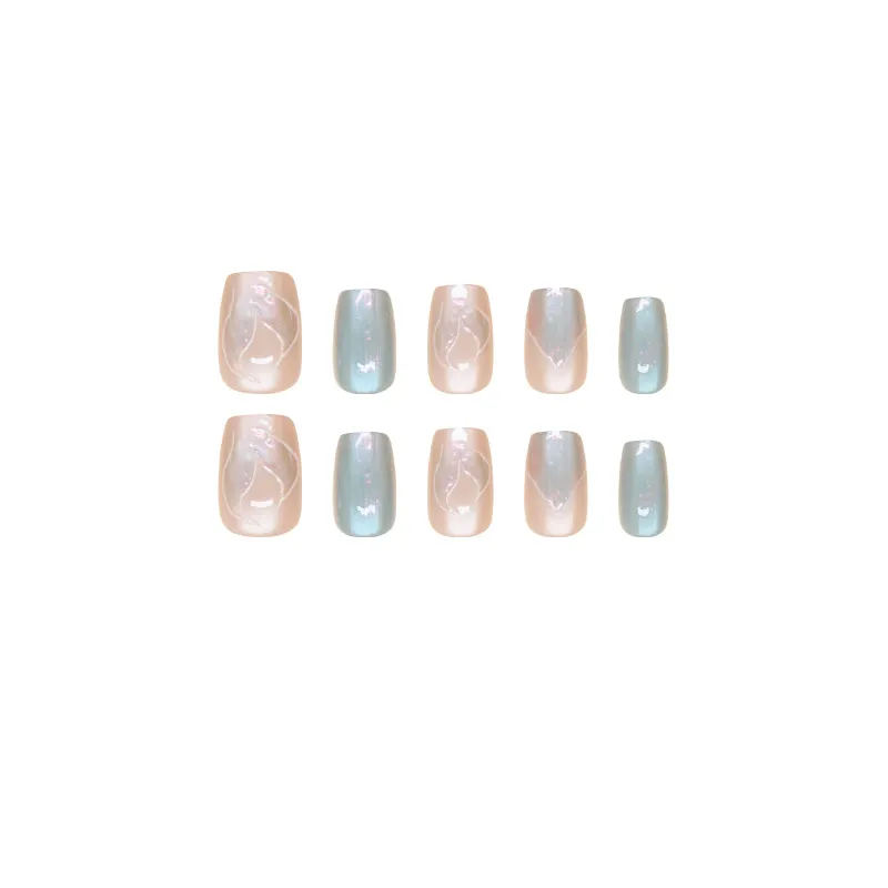 Churchf Churchf Cat Eye Mermaid Wearing Armor Detachable Code 10 Nail Nail Nail Gradient Live Nail