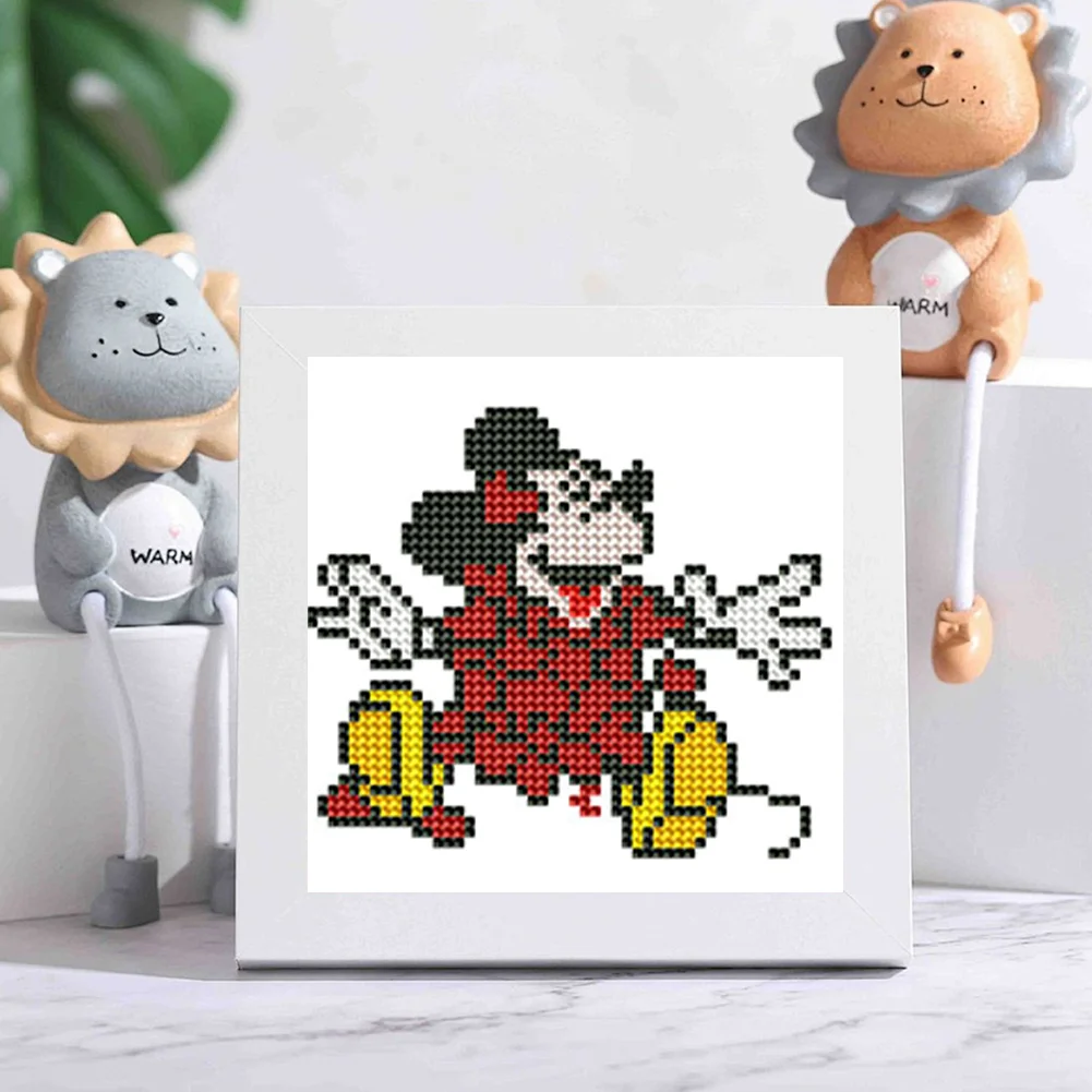 16pcs Cartoon DIY Mini Partial Round Diamond Painting for Table Decor No Frame(15*15cm)