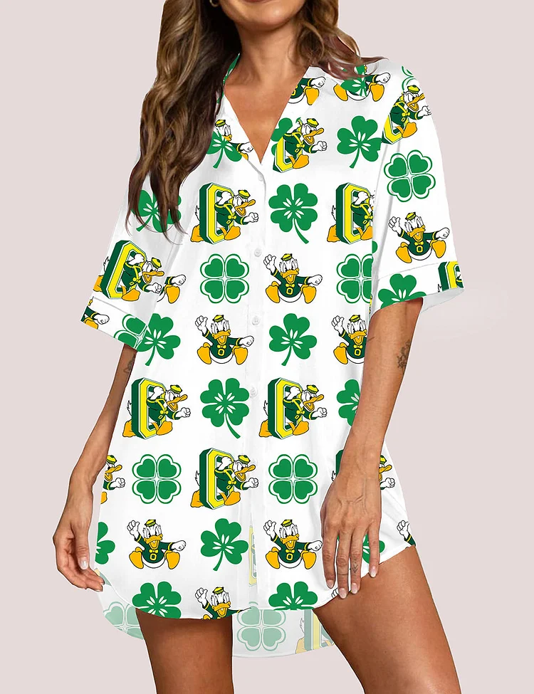Women's Shamrock Oregon Ducks College Football St. Patrick's Pajama Dress