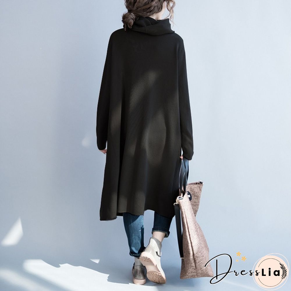 ZANZEA Womens Fashion Loose High Neck Long Sleeve Solid Color Casual Split Coat Jackets Oversize Jumper Cape Cloak Plus Size