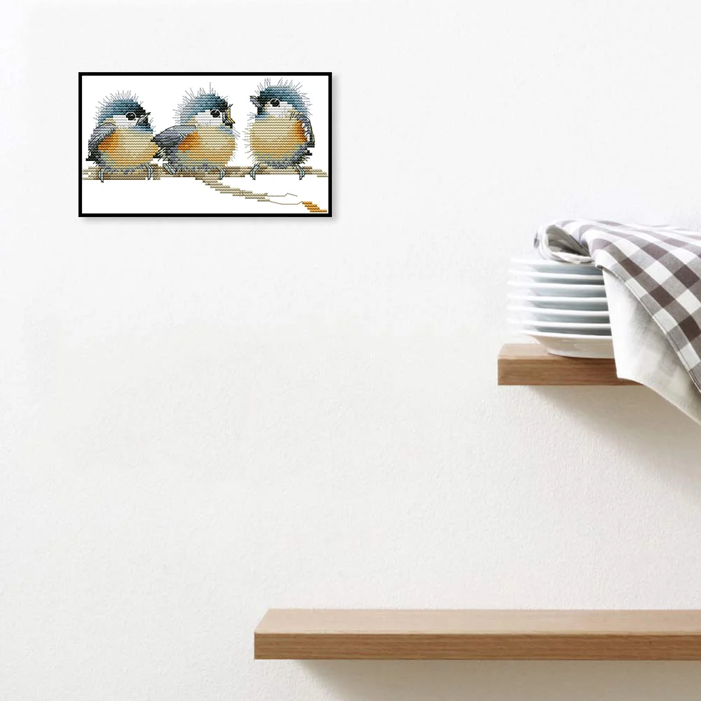 3 Birds-14CT Full Stamped Cross Stitch Kits (Canvas|25*14CM)