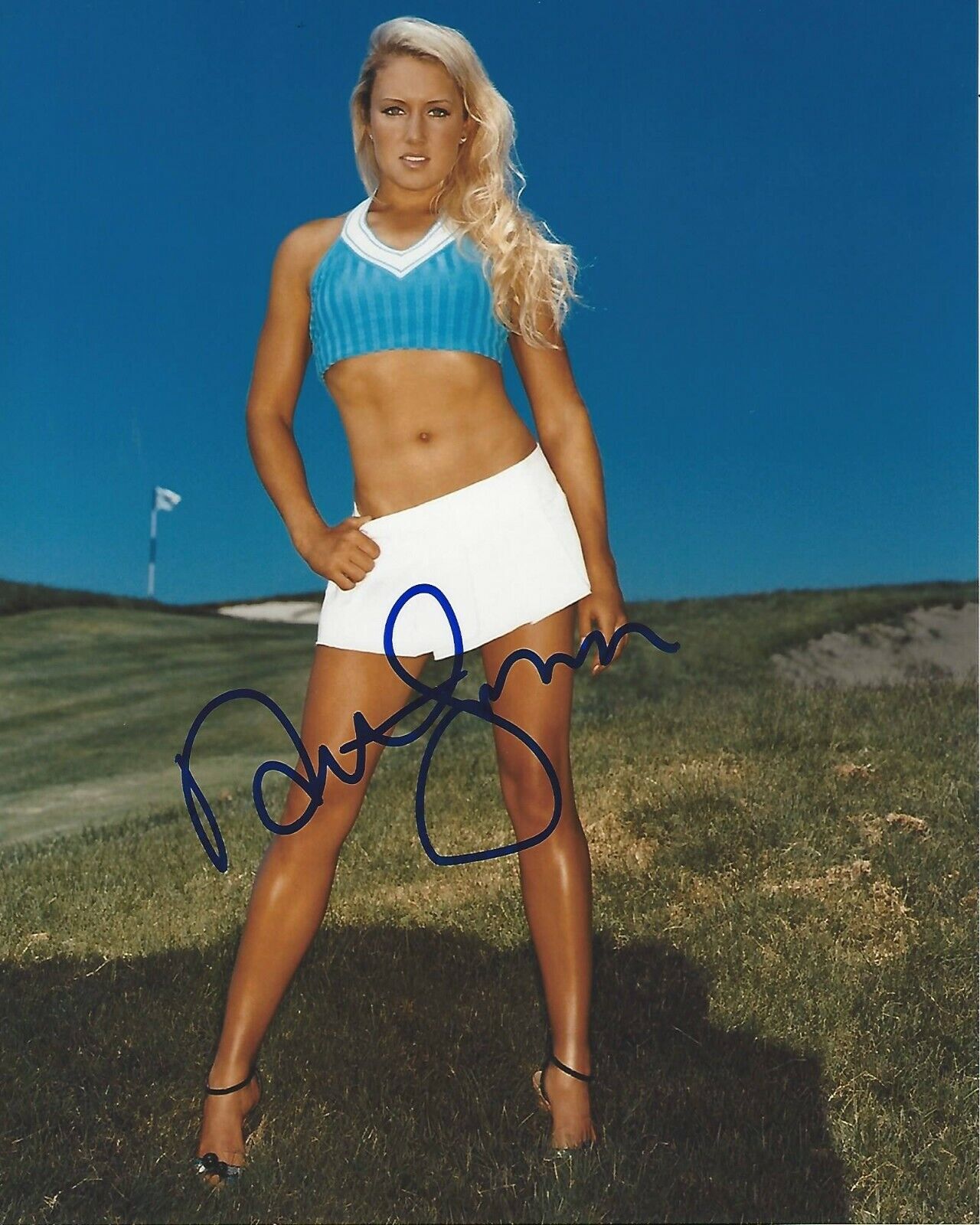 SEXY LPGA GOLFER NATALIE GULBIS HAND SIGNED 8x10 Photo Poster painting A w/COA PROOF SI SWIMSUIT