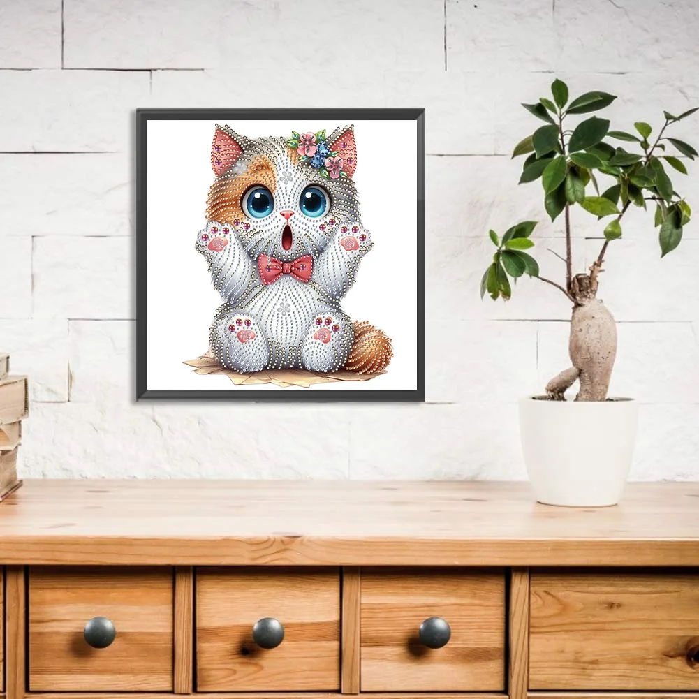Diamond Painting - Partial Special Shaped Drill - Surprised Kitty(Canvas|30*30cm)
