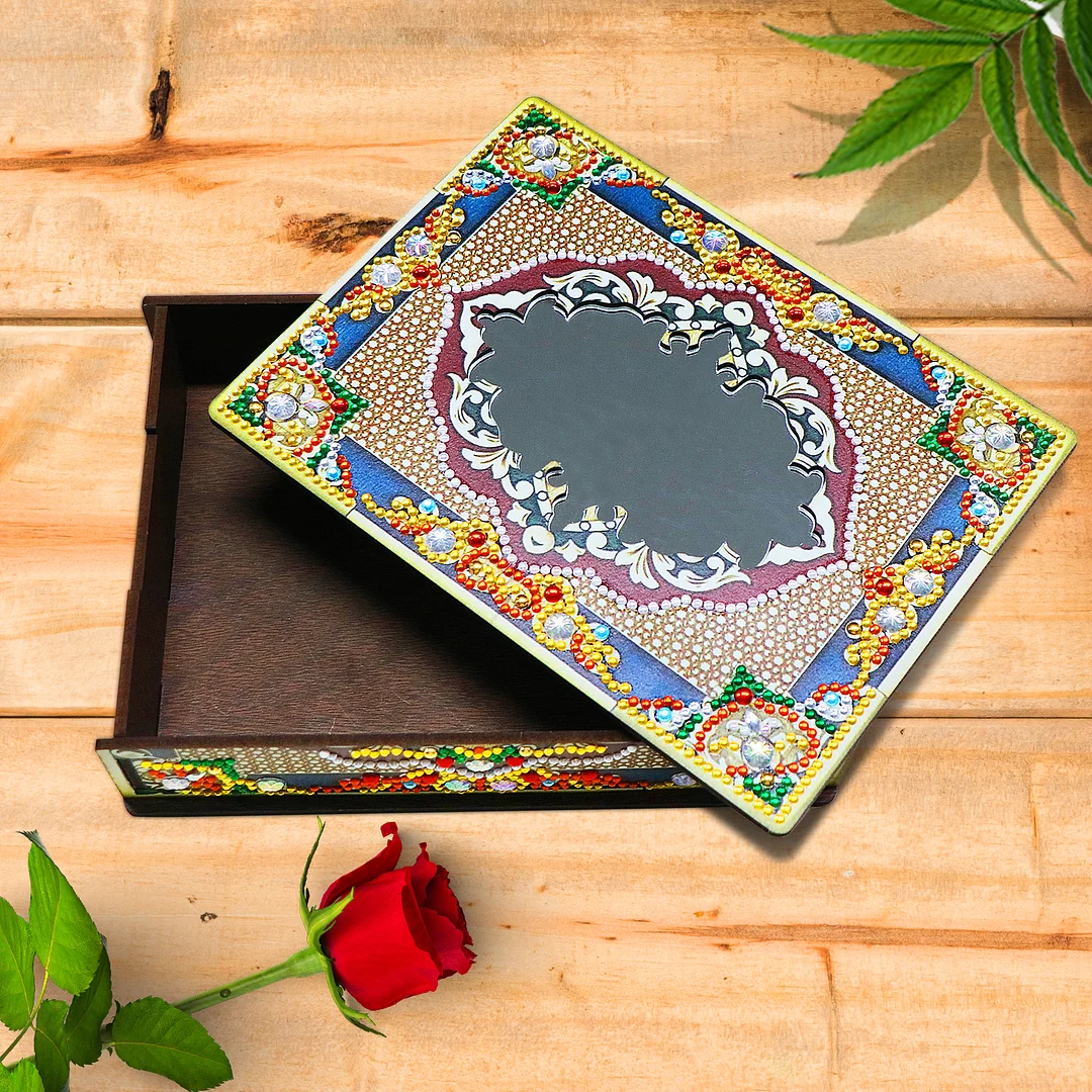 New Diamond Mosaic Set Wooden Box With Mirror Diamond Painting Jewelry Storage Box Diamond Embroidery Diy Girl Birthday Gift