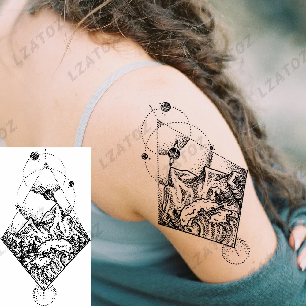 Sdrawing Rose Flower Temporary Tattoos For Woman Adults Realistic Compass Cross Fake Tatoos Sexy Waterproof Hand Tattoo Sticker