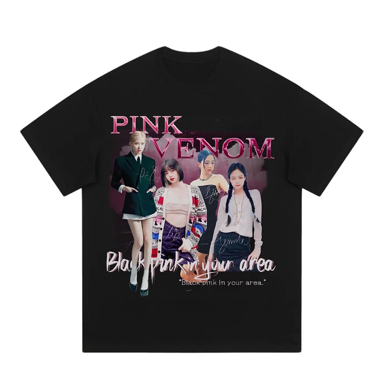 Pure Cotton K-pop Blackpink Pink Venom T-shirt weebmemes