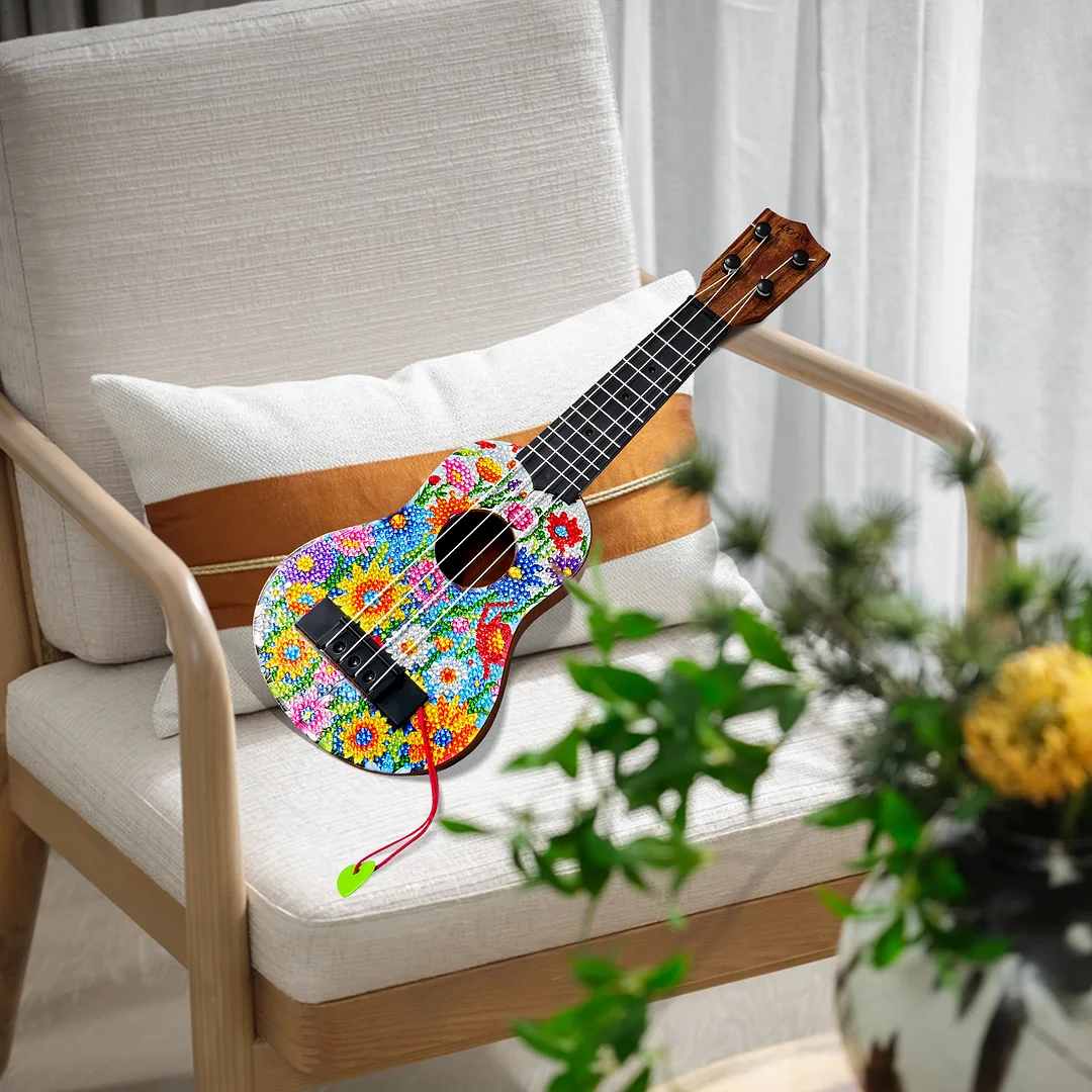 DIY Wooden Guitar Diamond Art Ornament Unique Gifts for Musicians (Garden)