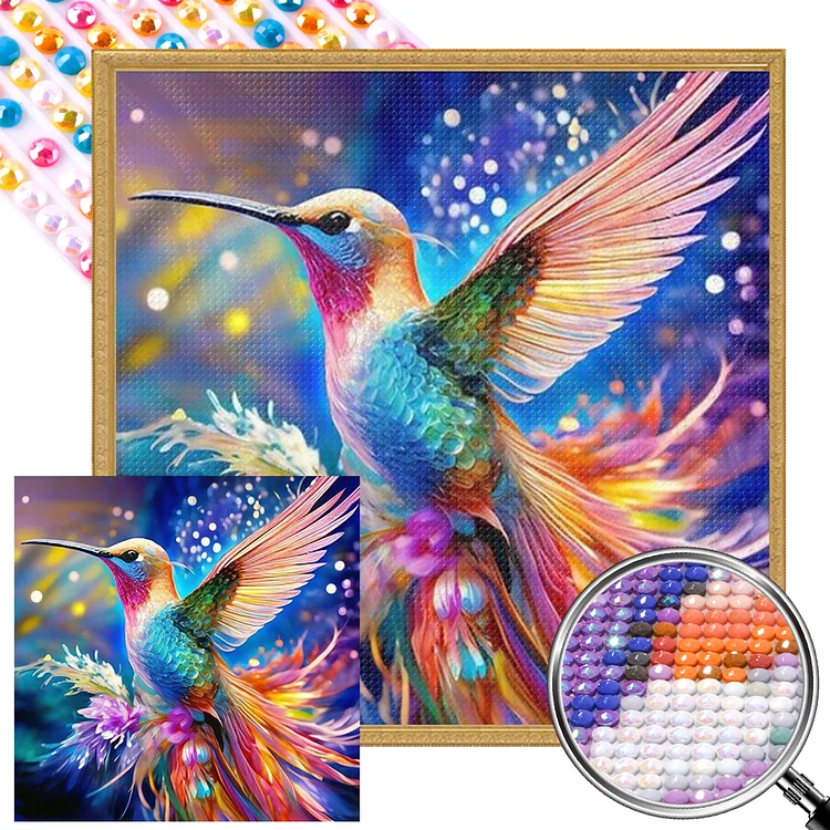Flower Hummingbird 40*40CM (Canvas) Full AB Round Drill Diamond Painting gbfke