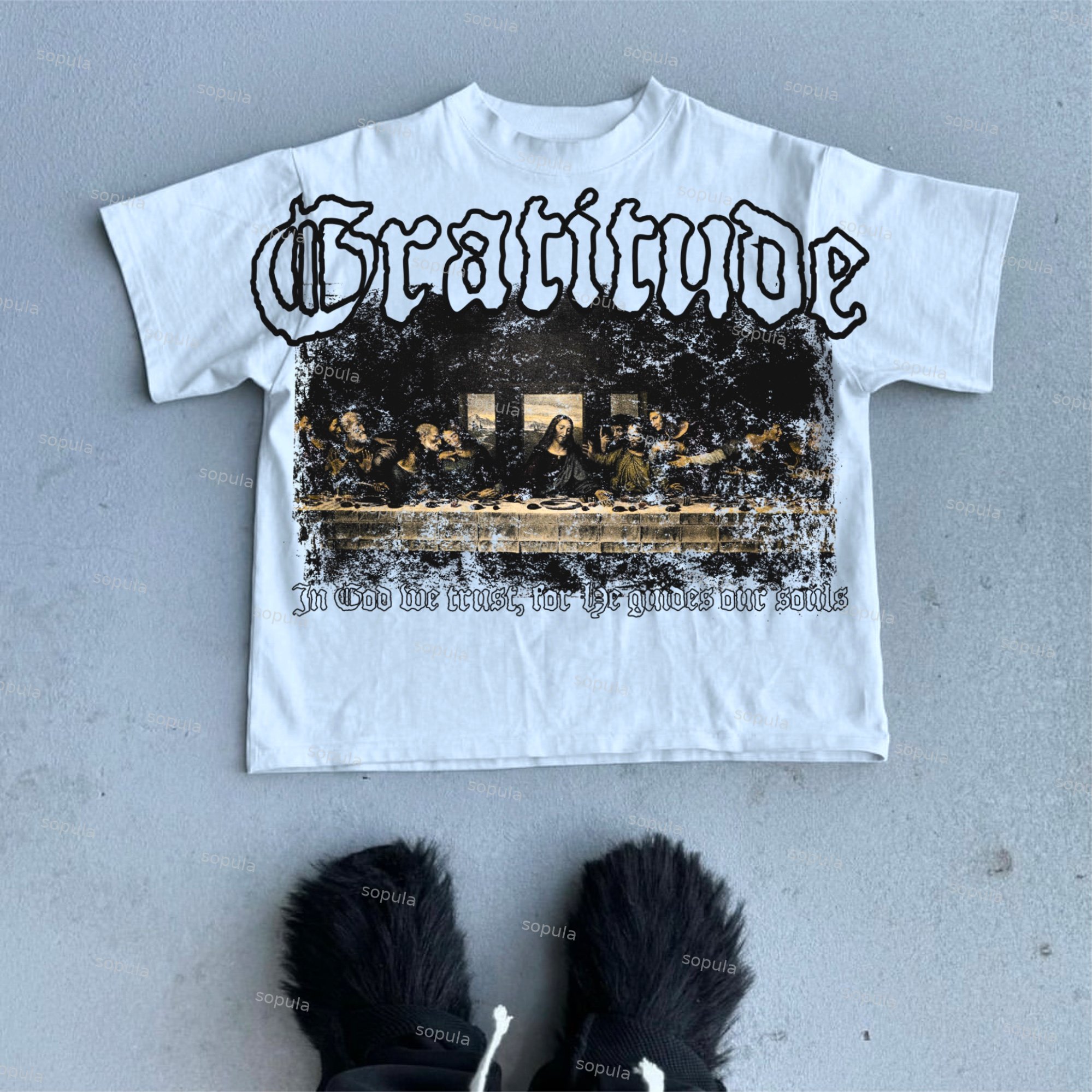 The Last Supper Vintage Graphic Print Cotton T-Shirt - Sopula｜Premium Graphic Tees & Graphic Clothing