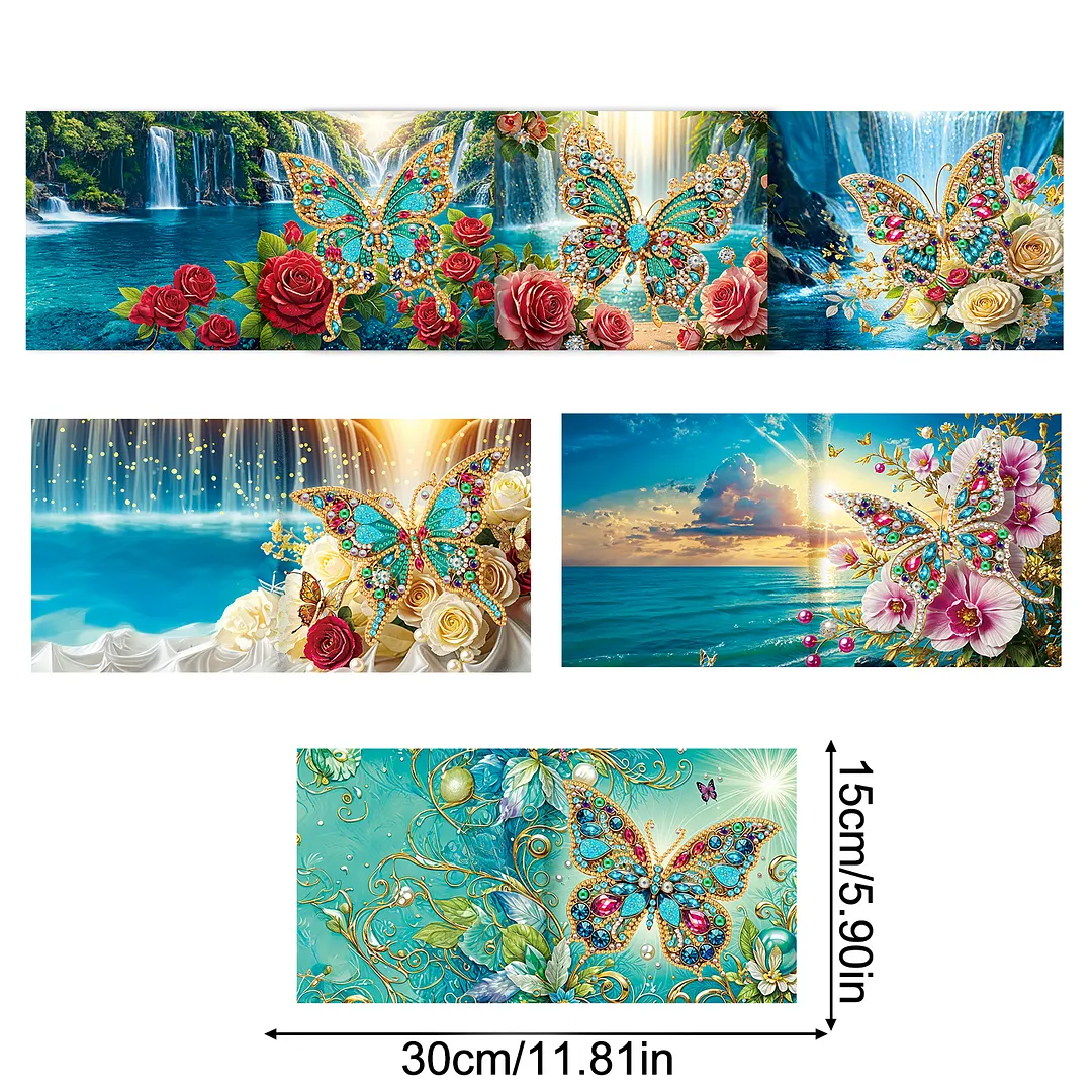 6pcs Jewel Butterfly DIY Diamond Painting Greeting Card Kits with Envelopes Diamond Art Greeting Cards Diamond Art Cards Kits for Adults DIY Crafts Family Friend Gifts