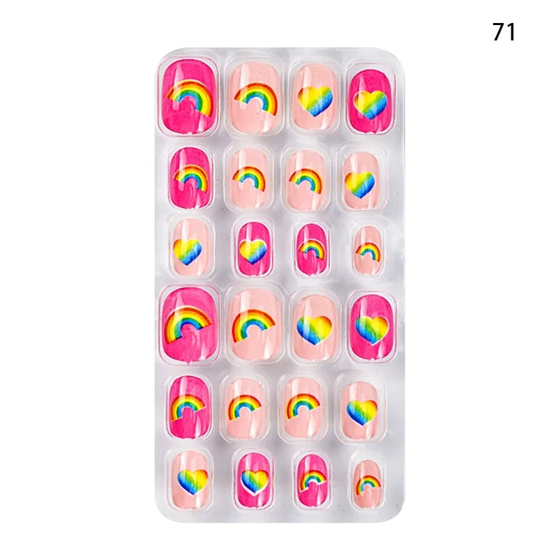 Children Adult 24 Fake Nails Christmas Cartoon Pattern Boxed Children Simple Wear-resistant Finished Full Covering Nail Sticker