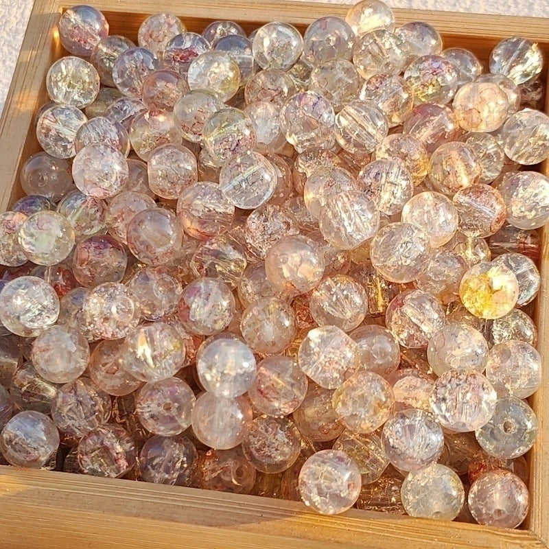 50 Pieces High Quality 8/10mm Protein Jade Broken Water Dyed Glass Bead DIY Handmade Glass Paint Beads Round Beads String Beads Materials