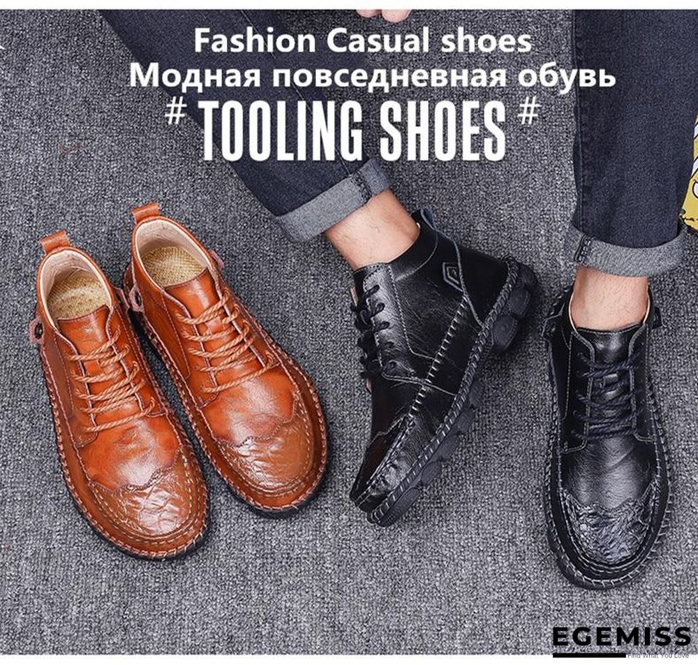 Cow Split Leather Men Boots Comfortable Boots Men Footwear Rubber Ankle Boots Men's Shoes | EGEMISS