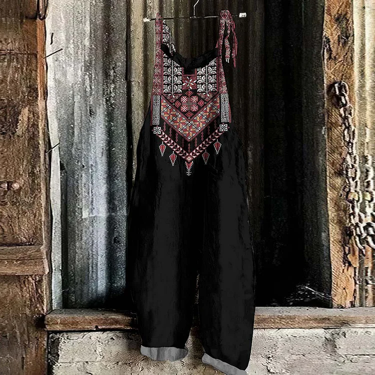 Be Freedom And Hope Peace Forever Print  Linen Blend Jumpsuit