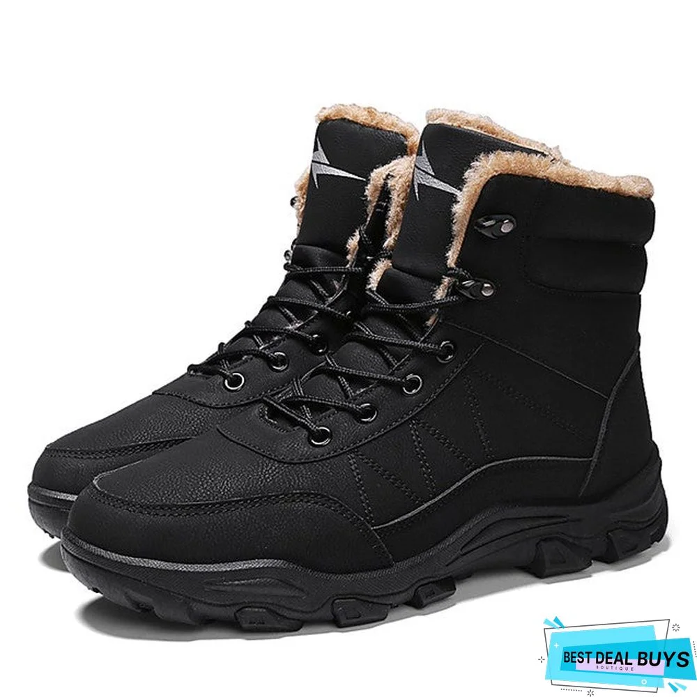 Men's Snow Boots Pu Winter Sporty Boots Hiking Shoes Warm Booties / Ankle Boots Black / Camel