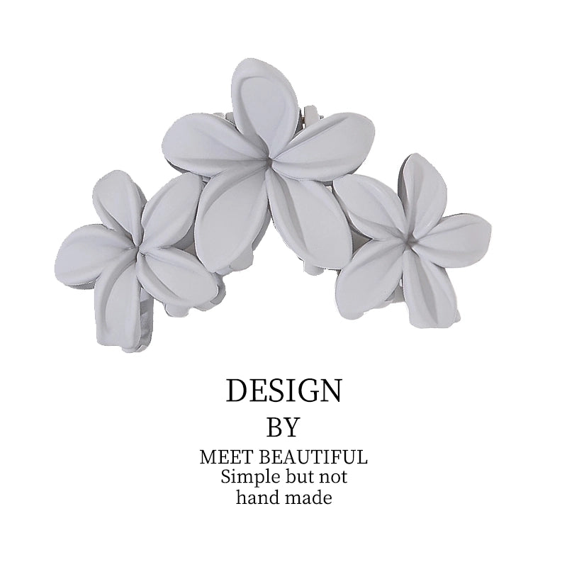 Design Frosted Artificial Flowers Hair Styling Clip Three Flowers Hair Claw Back Head Hair Volume Multi-Plate Hair Clip