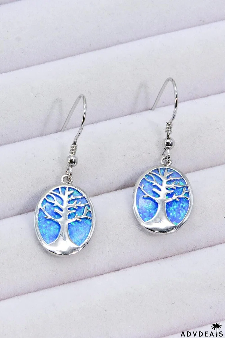 Opal Blue Platinum-Plated Drop Earrings