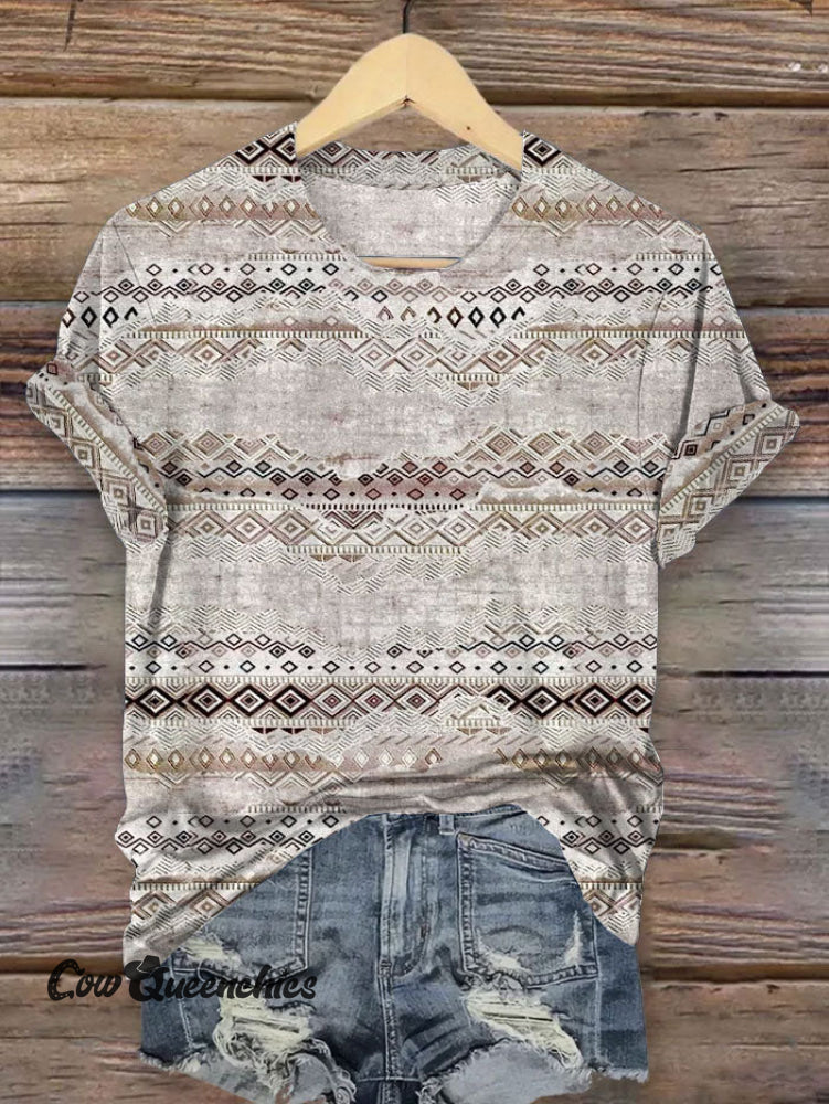 Retro Stripes Art Graffiti Women’s Print T-shirt Multicolor / S