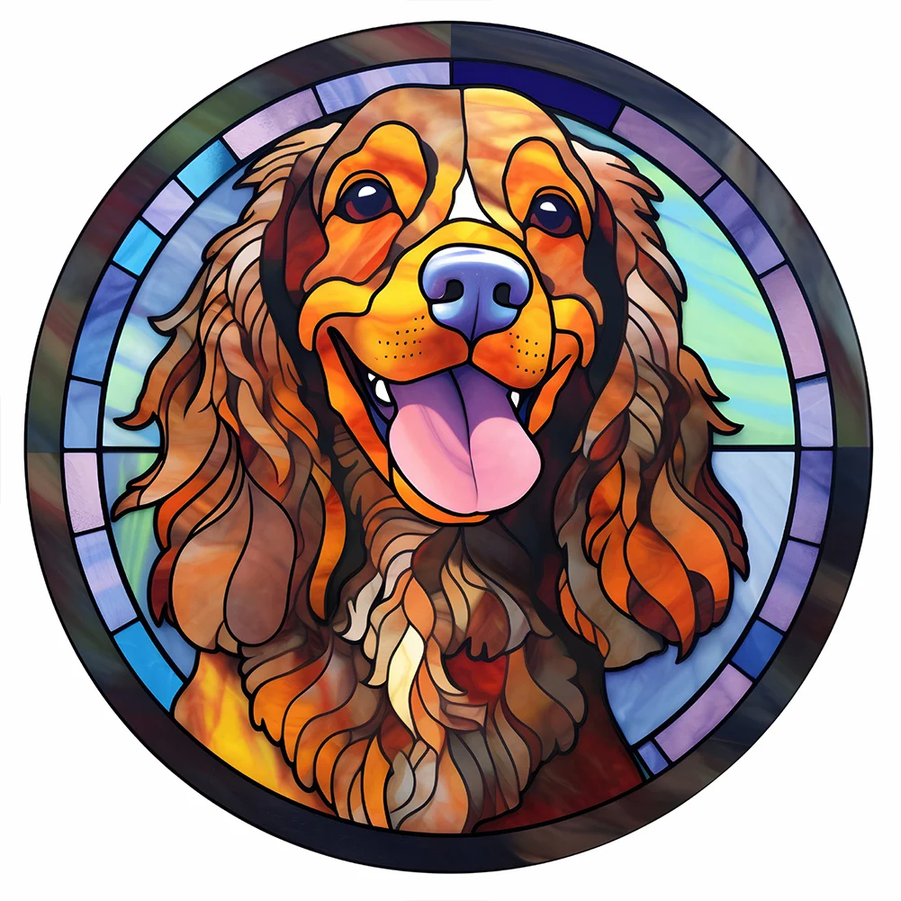 Diamond Painting - Full Round Drill - Stained Glass Dog(30*30cm)