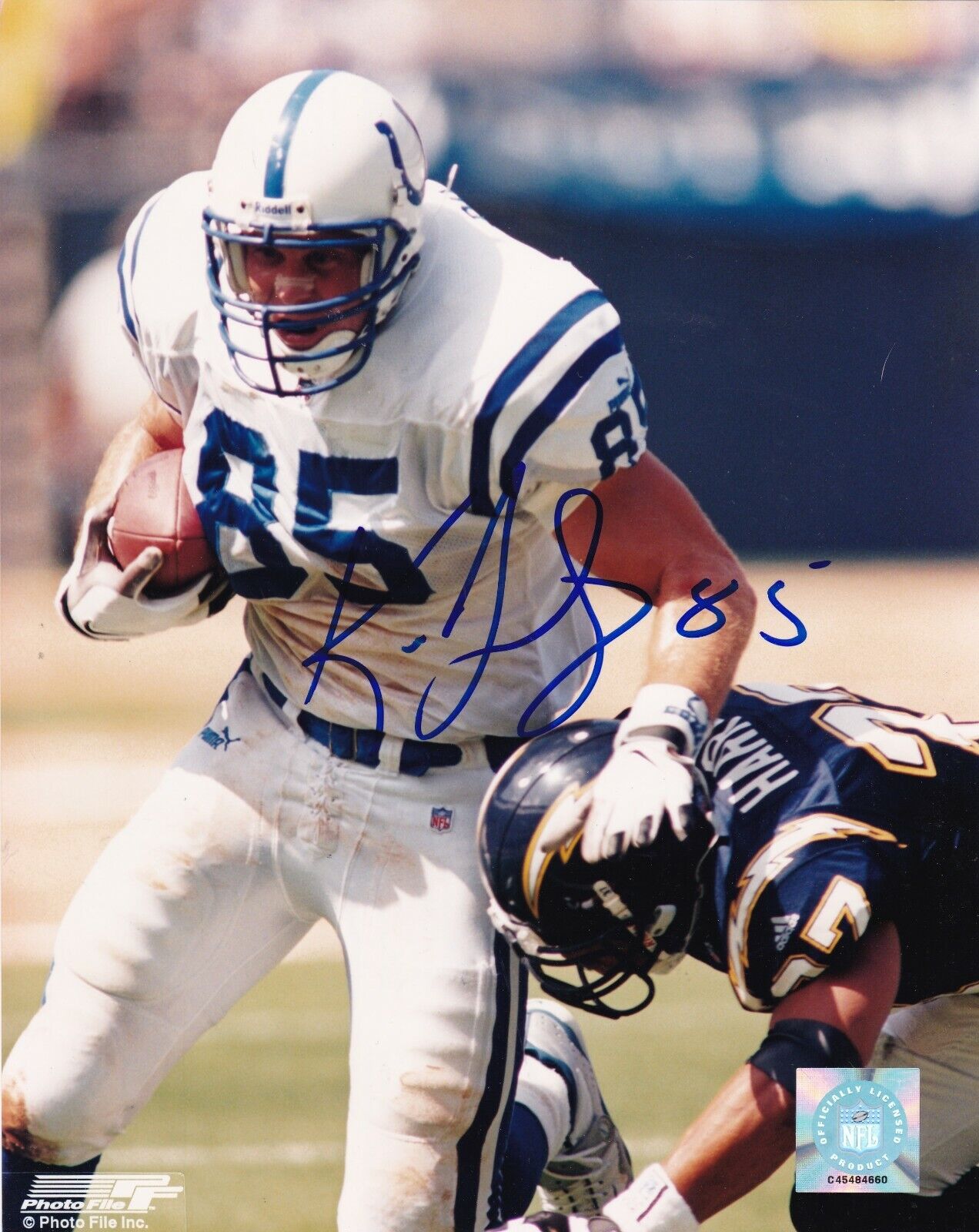 KEN DILGER INDIANAPOLIS COLTS ACTION SIGNED 8x10