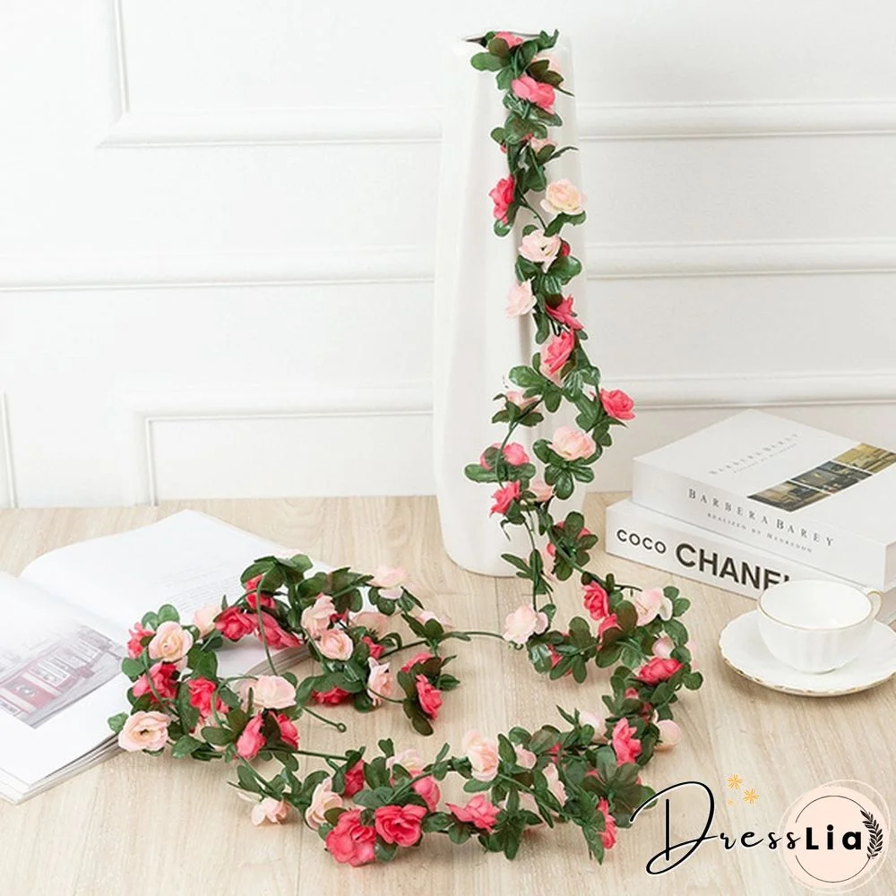 250Cm Rose Artificial Flowers Christmas Garland For Wedding Home Room Decoration Spring Autumn Garden Arch Diy Fake Plant Vine