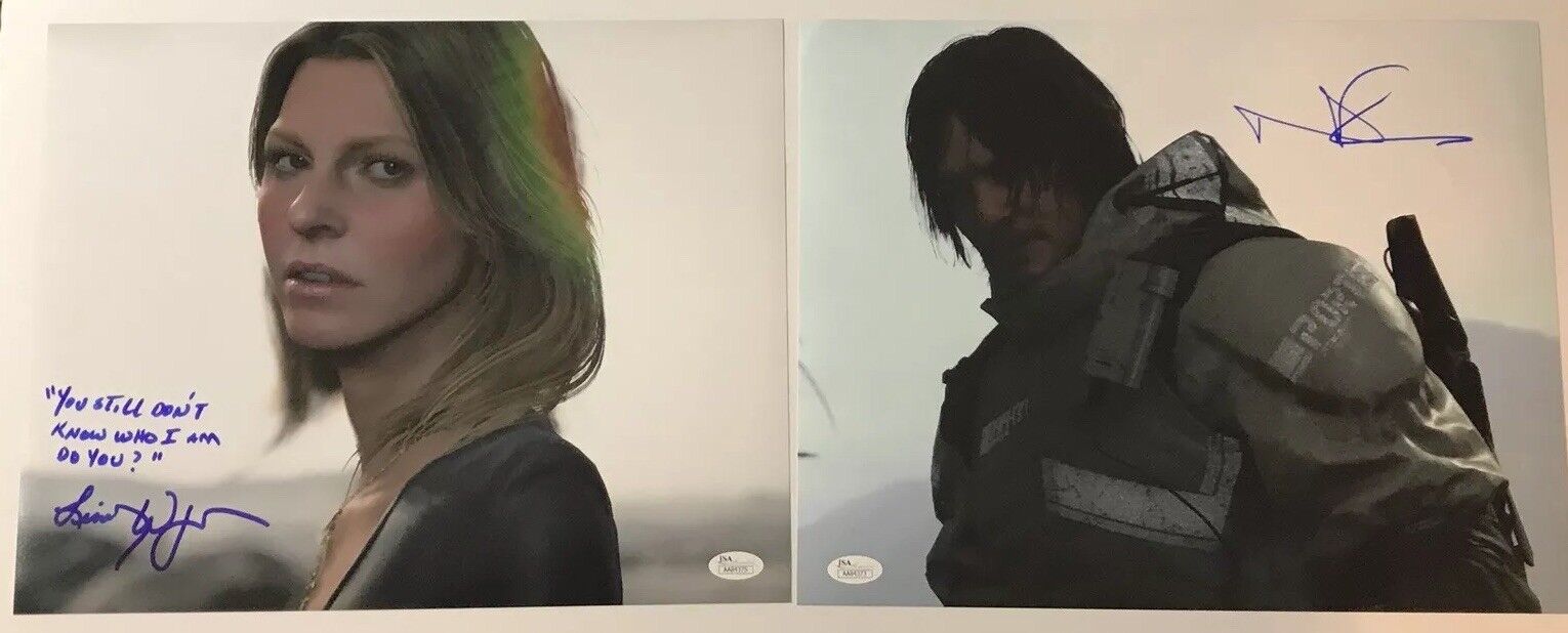 Norman Reedus & Lindsay Wagner DEATH STRANDING Signed 11x14 Photo Poster painting Set JSA COA