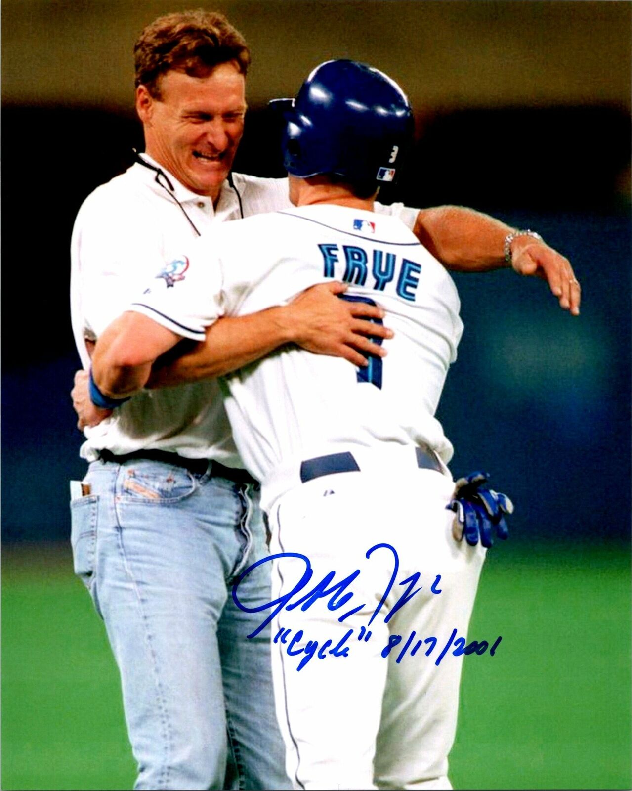 Jeff Frye Signed 8x10 Photo Poster painting Toronto Blue Jays CYCLE DATE Autographed MLB AWM COA