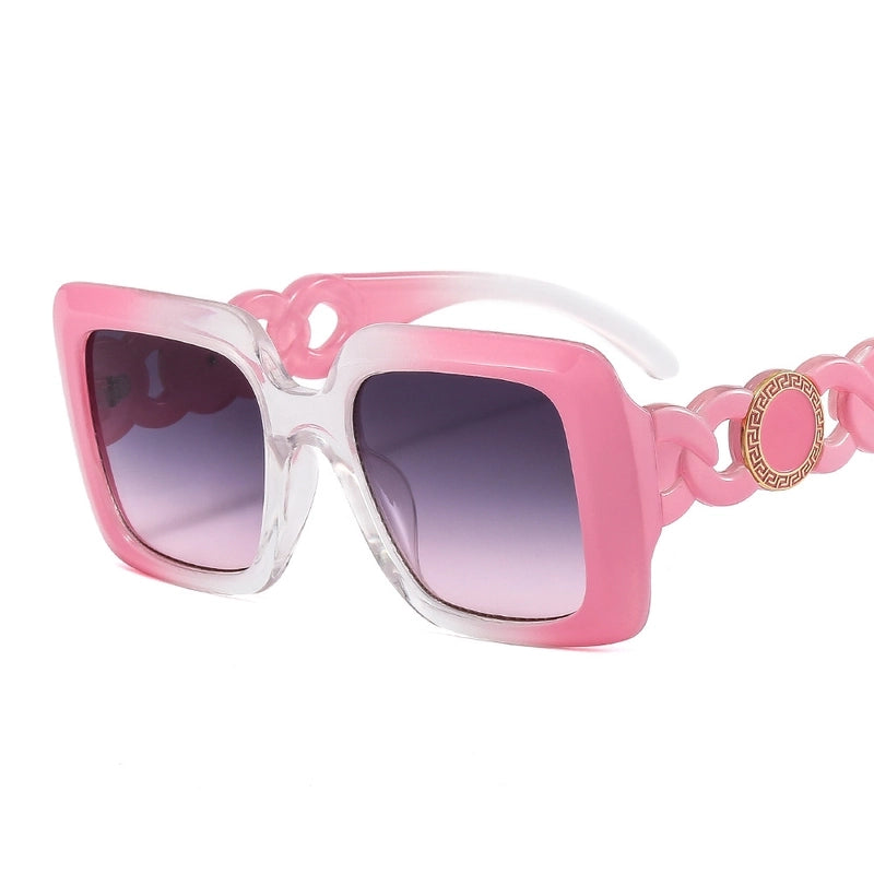 Retro Vacation Color Block Leopard Pc Square Full Frame Women's Sunglasses