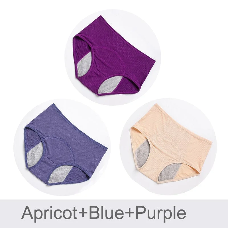 3pcs Leak Proof Menstrual Panties Physiological Pants High Waist Cotton Women Underwear Period Waterproof Female Briefs
