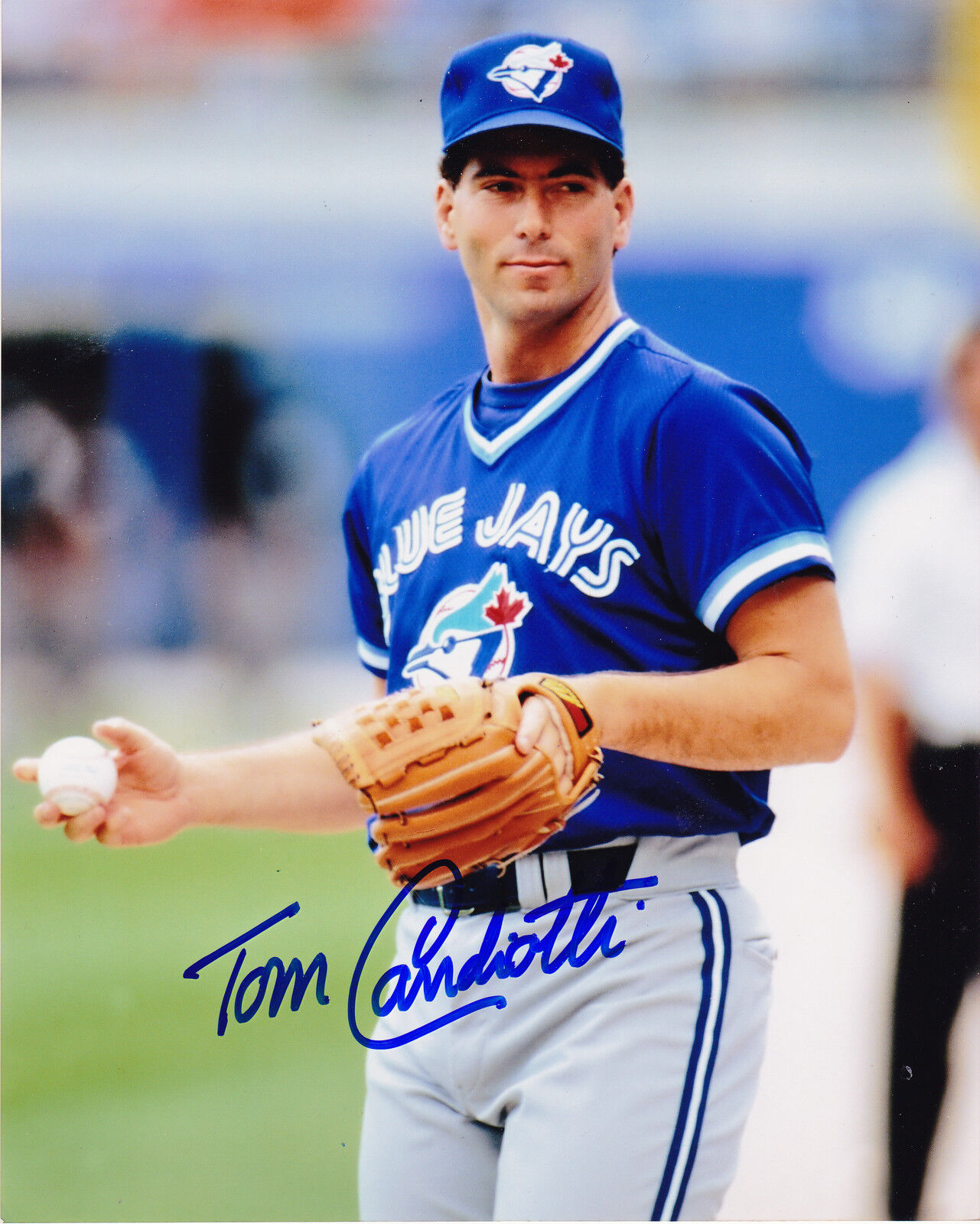 TOM CANDIOTTI TORONTO BLUE JAYS ACTION SIGNED 8x10