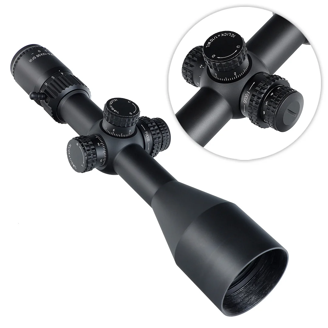 ohhunt® FFP 4-12X56 SFIR First Focal Plane 11 Level Red Illuminator Side Parallax Tactical FFP Scope 