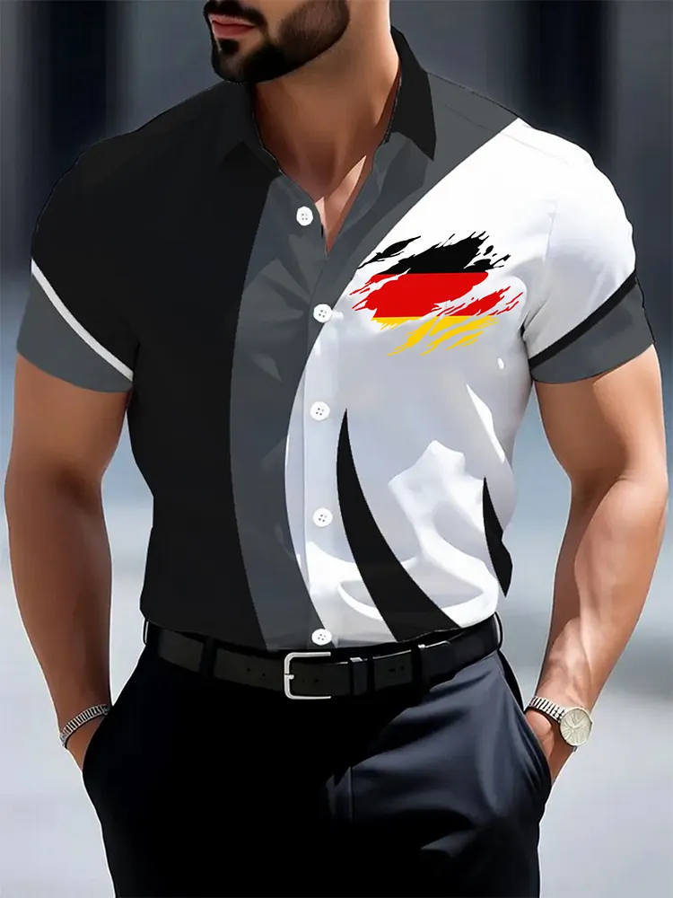 Herren Deutschland bedrucktes Freizeit hemd