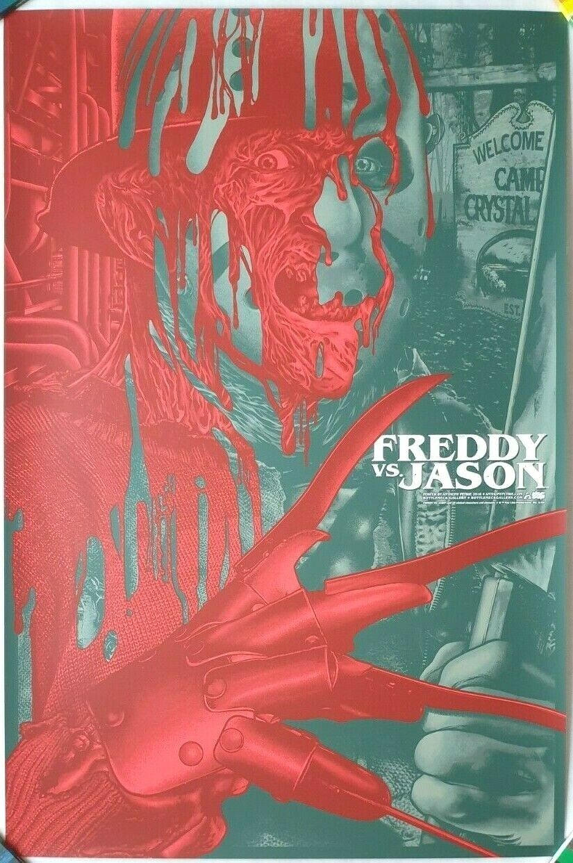 ANTHONY PETRIE - FREDDY KRUEGER VS JASON VORHEES Screen Print Poster SIGNED