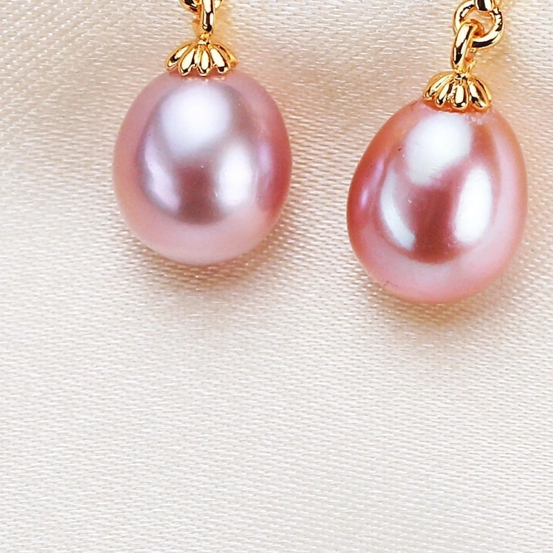 1 Pair Freshwater Pearl Copper Zircon Ginkgo Leaf Drop Earrings
